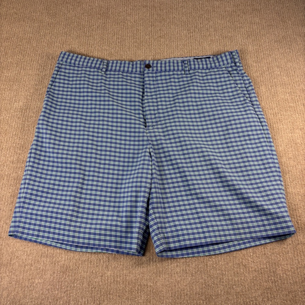 Polo Ralph Lauren Mens 42 Plaid Shorts Blue Green Stretch Classic Fit Golf